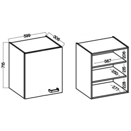 Szafka kuchenna wisząca 60 cm AVIO lamel 60 G-72 1F